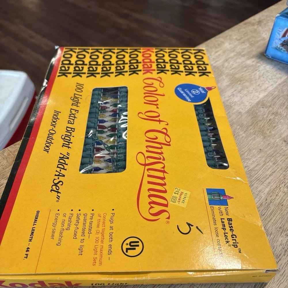 Vintage Kodak Color of Christmas Lights 100 Light Extra Bright Add A Set 46ft